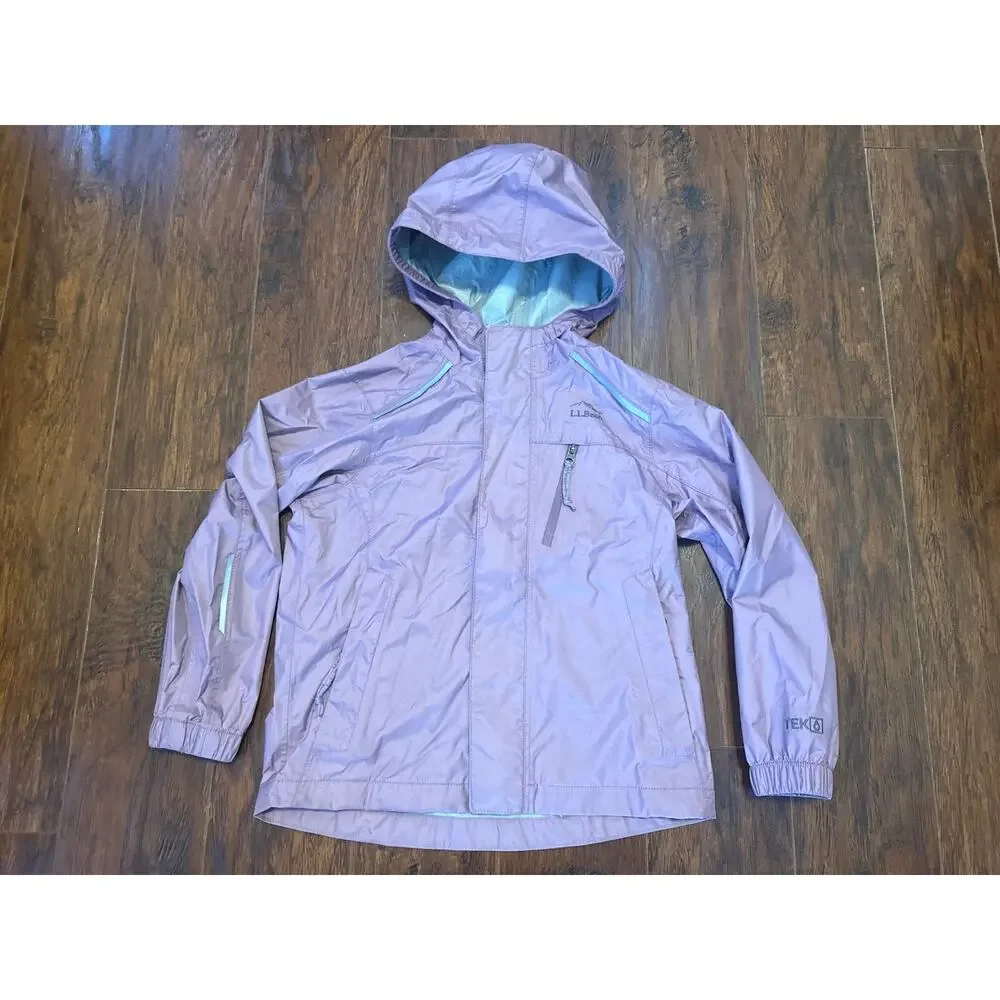 L.L. Bean Kids Trail Model Rain Jacket Windbreaker Mauve Pink Girl Size 4
